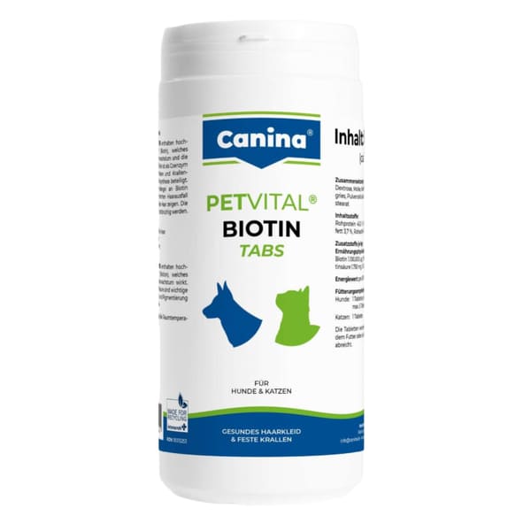 Canina Petvital Biotin Tabs biotīna tabletes ādai un apmatojumam suņiem un kaķiem 1000 g